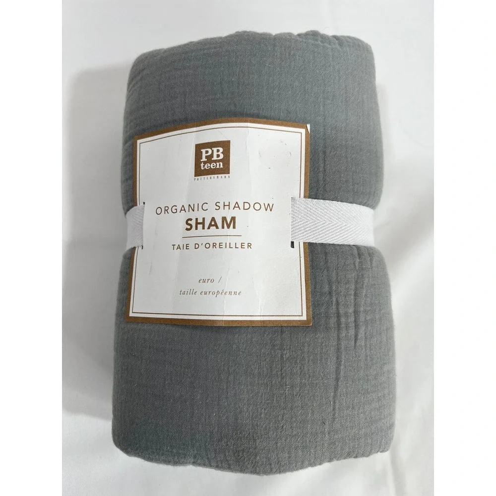 Pottery Barn Teen Sham Standard Shadow Gray Organic Cotton‎ Minimalist